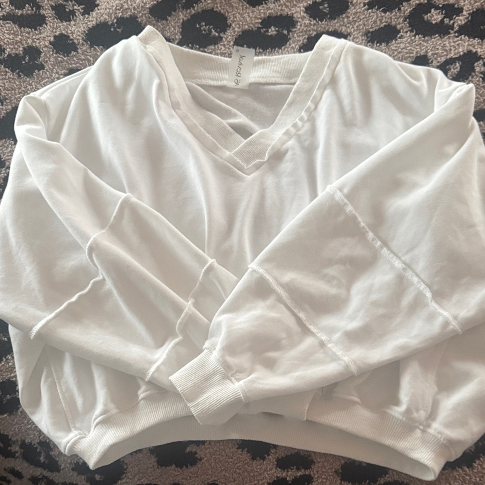 Women's White V-Neck Sweater
